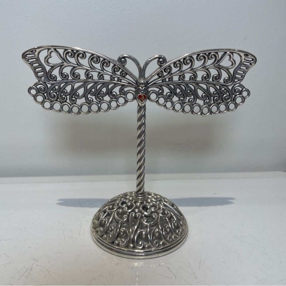 Brighton Dragonfly/Butterfly Silvertone Jewelry Earring Holder EUC